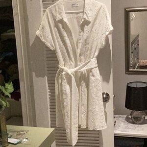 Tinsel White Buttoned Mini Sundress